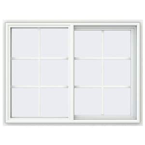 47.5 in. x 35.5 in. V-4500 Series White Vinyl Right-Handed Sliding Window with Colonial Grids/Grilles