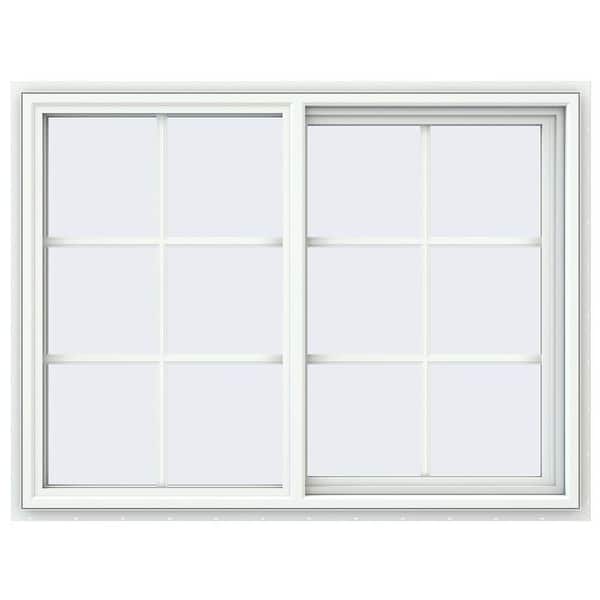 JELD-WEN 47.5 in. x 35.5 in. V-4500 Series White Vinyl Right-Handed Sliding Window with Colonial Grids/Grilles