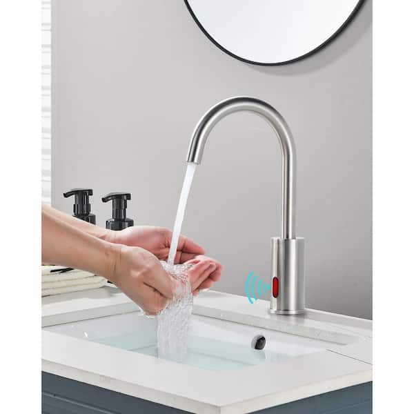 Automatic Sensor Touchless Bathroom Faucet with Deckplate Included in Brushed Nickel