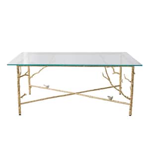 47 .2 in. Gold Square Glass Coffee Table
