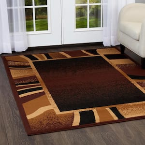 Premium Rizzy Brown/Beige 2 ft. x 3 ft. Border Area Rug