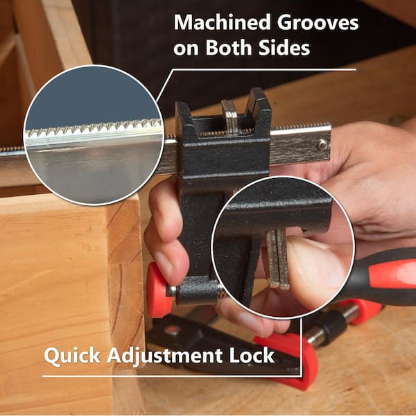 6 in. Steel Bar Clamps w/ 600 lbs. Loads, 2-1/2 in. Throat, Quick-Release & Micro-Adjust Handle for Woodworking (4-Pack)
