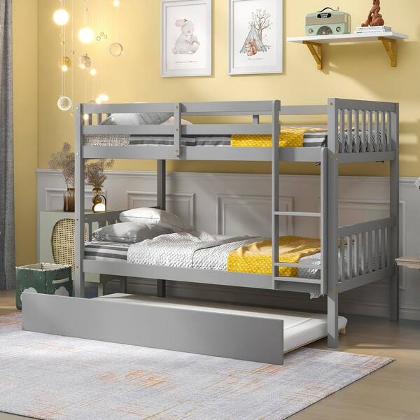 Eer Grey Twin Bunk Beds With Trundle, Maya Bunk Bed With Built In Storage