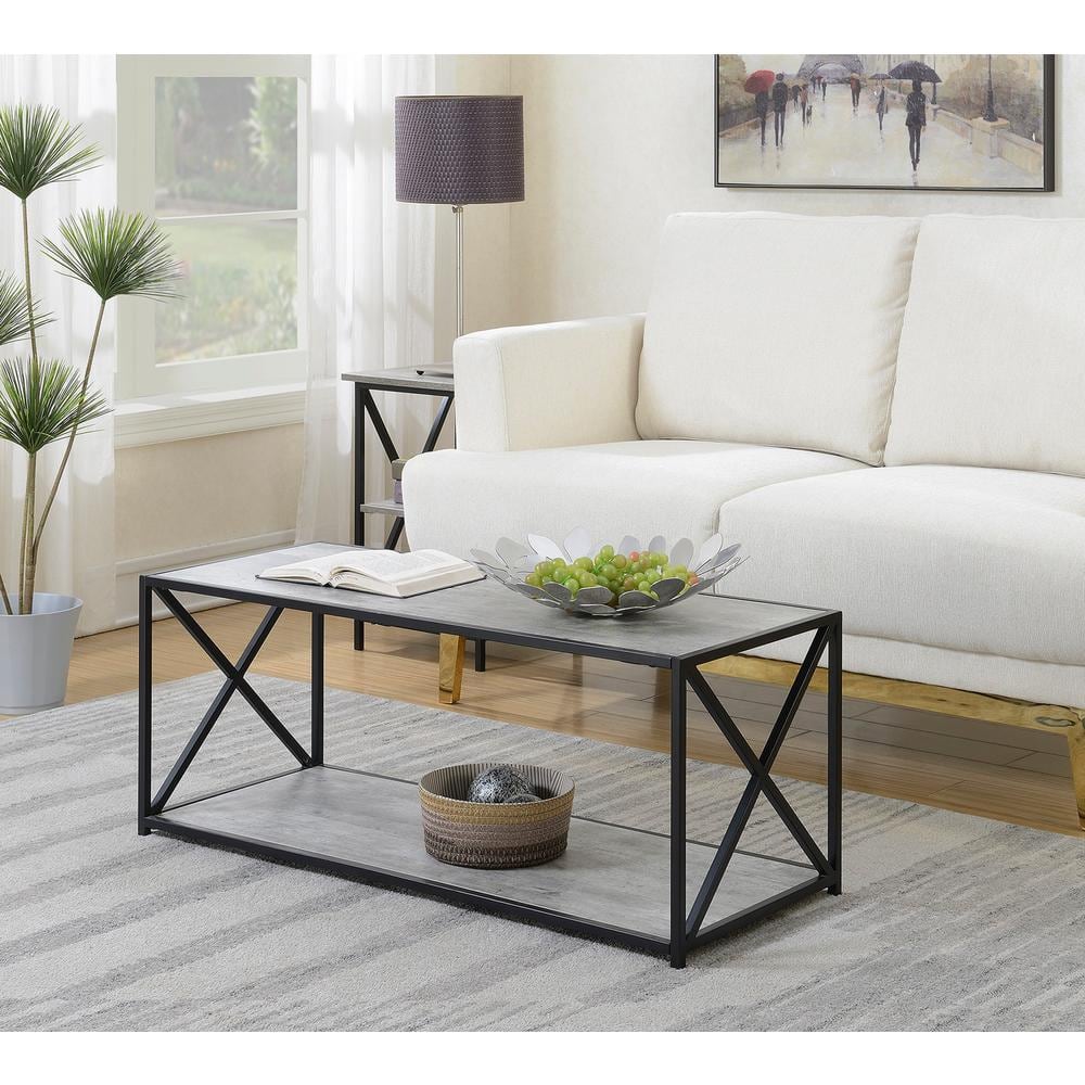 Tucson 42" Rectangular Faux Birch Coffee Table with Shelf