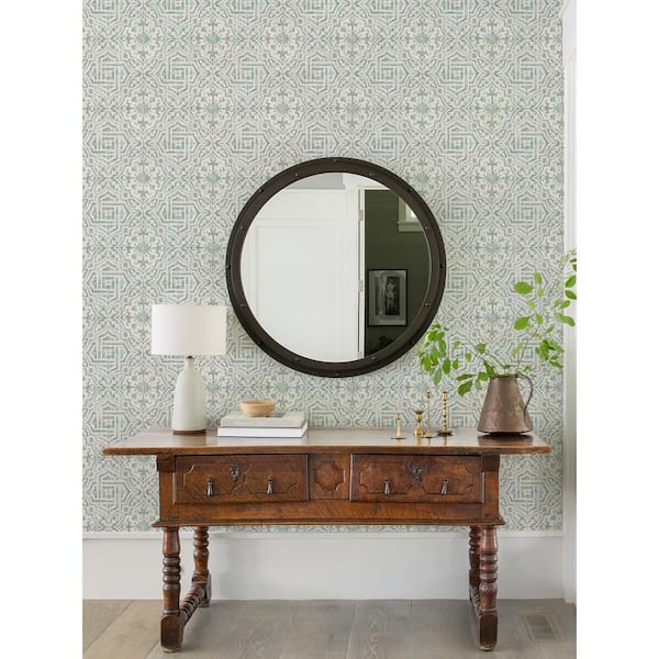 Teal and Grey Landondale Peel and Stick Wallpaper Sample