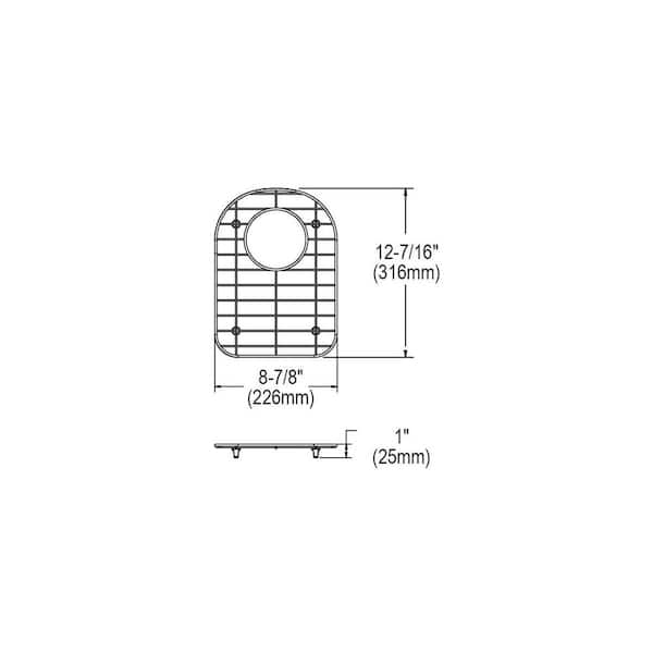 Dayton 12.4375 in. x 8.875 in. Bottom Grid for Kitchen Sink in Stainless Steel