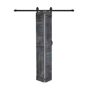 S Style 30in.x84in.(15''x84''x2panels)Carbon Gray Solid Wood Bi-Fold Barn Door With Hardware Kit-Assembly Needed