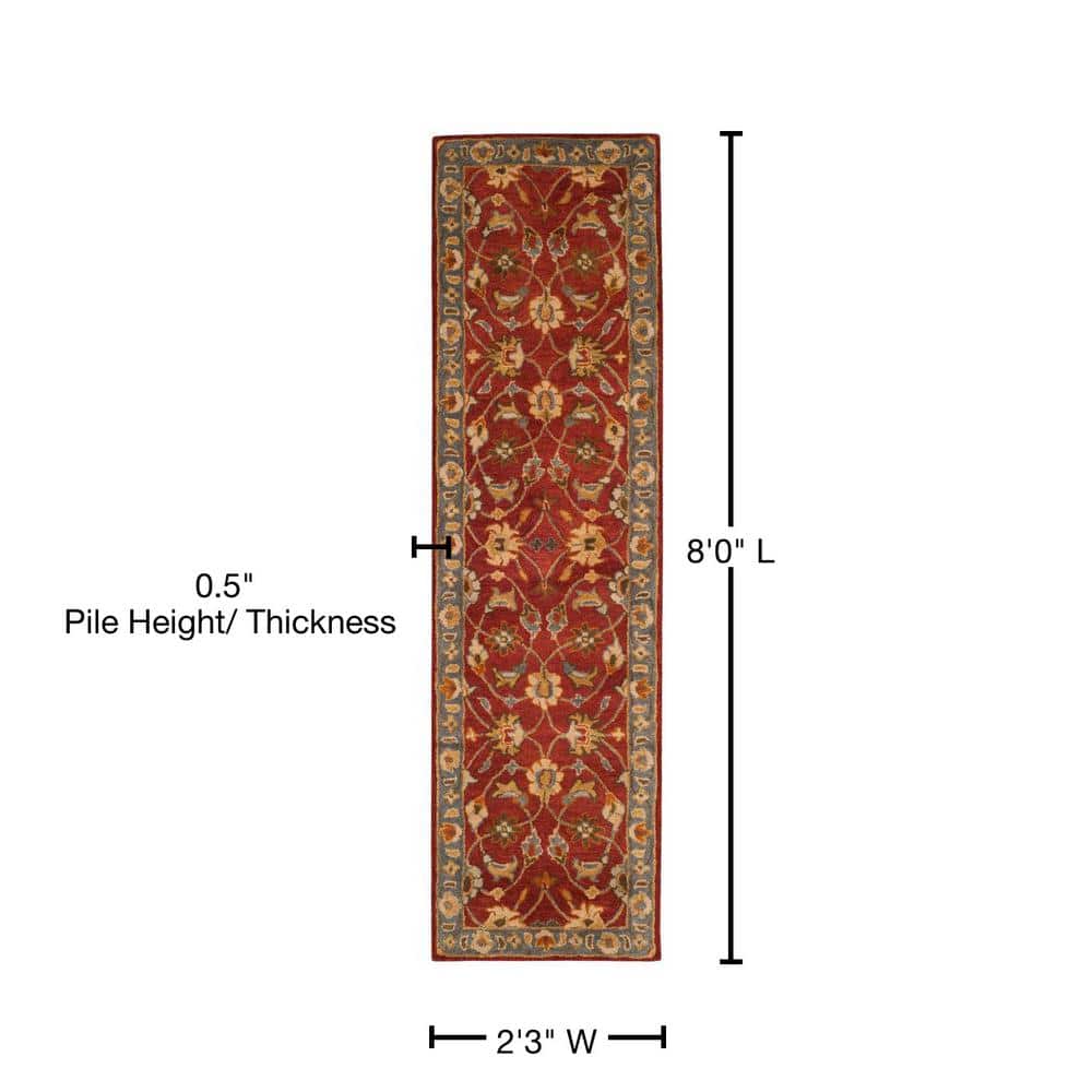 Heritage Red and Blue Hand-Tufted Wool Runner Rug