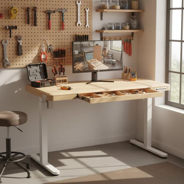 Homy Casa WDAY 48 in. Honey Oak Electric Standing Desk with