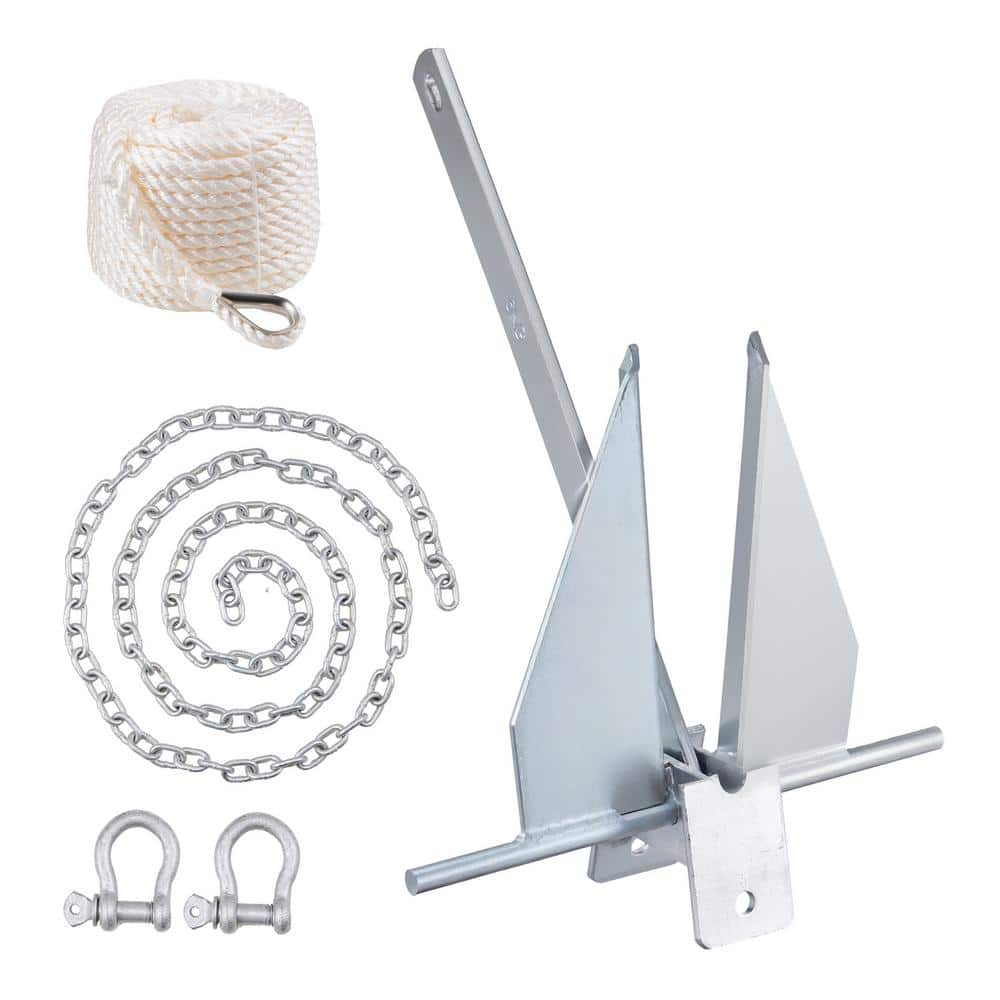 Fluke Style Anchor Kit, 13 lbs. Hot-Dipped Galvanized Steel Fluke Anchor, 101 in. Rope and 0.4 in. Shackles, Boat Anchor price history on PriceWatchPro