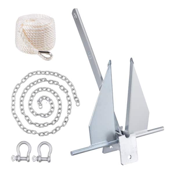 SKYSHALO Fluke Style Anchor Kit, 13 lbs. Hot-Dipped Galvanized Steel Fluke Anchor with 7.9 ft. Chain, 101 ft. Rope and Shackles