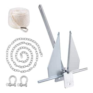 Fluke Style Anchor Kit, 13 lbs. Hot-Dipped Galvanized Steel Fluke Anchor with 7.9 ft. Chain, 101 ft. Rope and Shackles