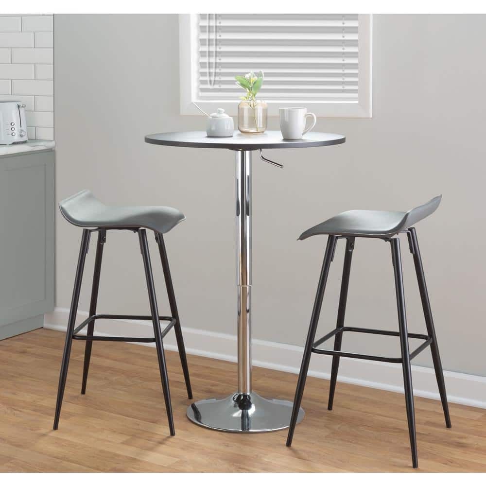 27.5'' Contemporary Scandinavian Adjustable Bar Height Table with Chrome Frame