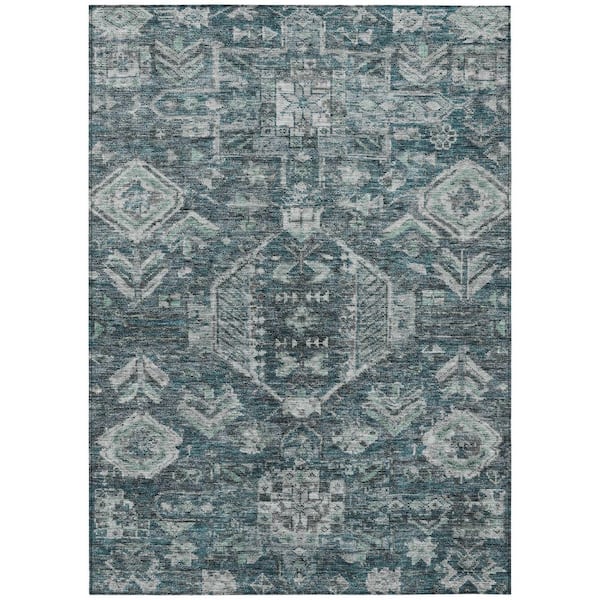 Chantille Machine Washable Indoor/Outdoor Abstract ACN2356 Teal 3 ft. x 5 ft. Area Rug
