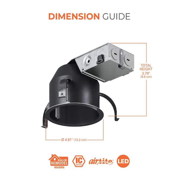 H245 4 in. Aluminum LED Recessed Light Housing for Remodel Shallow Ceiling, Insulation Contact, Air-Tite, Ultra-Shallow