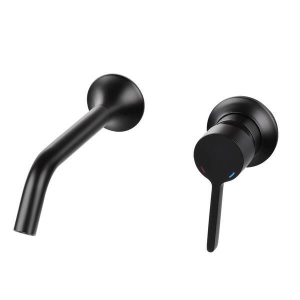 Single Handle Wall Mounted Bathroom Faucet in Matte Black Vanity Basin
