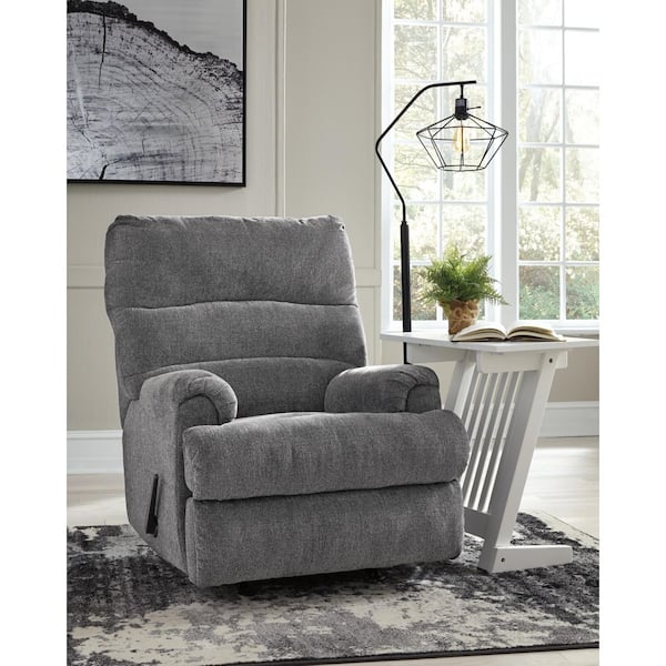 Man Fort Gray Polyester Rocker Recliner with Highback