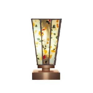 Olympia 8.5 in. New Age Brass Rechargeable Integrated LED Bedside Table Lamp for Living Room with Glass Shade