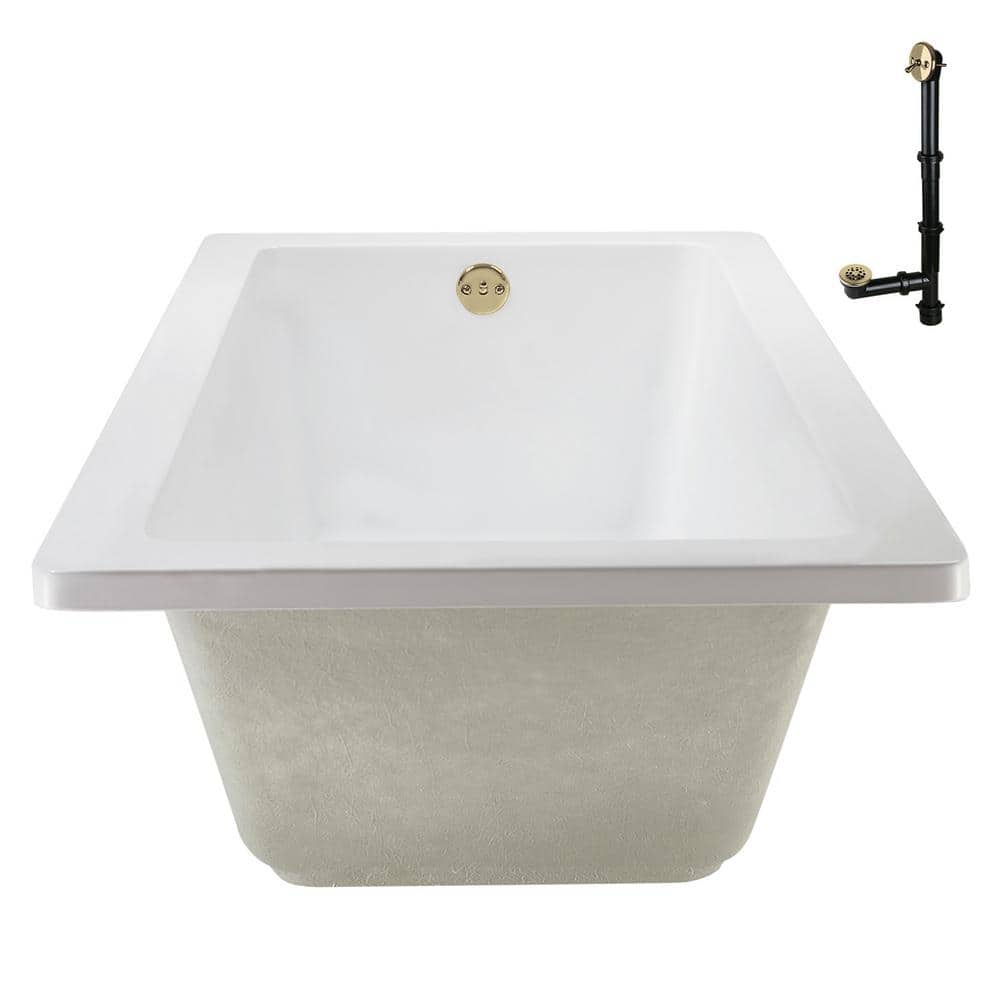 60" x 32" Glossy White Acrylic Soaking Drop-In Bathtub