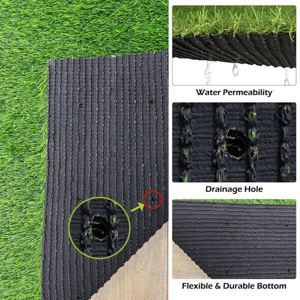 Agfabric 6 ft. x 12 ft. Green Artificial Grass Carpet 0.78 in. Mat for Outdoor Garden Landscape Balcony Dog Grass Rug