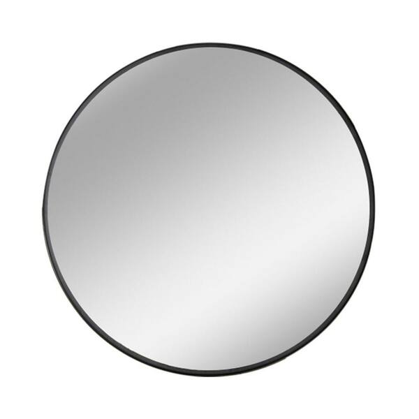 Unbranded 36 in. W x 36 in. H Round Aluminum Framed Wall Mount Modern Decorative Bathroom Vanity Mirror Black