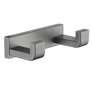 Stainless Steel J-Hook Double Robe/Towel Hook in Graphite Gray with 2 Post Hooks