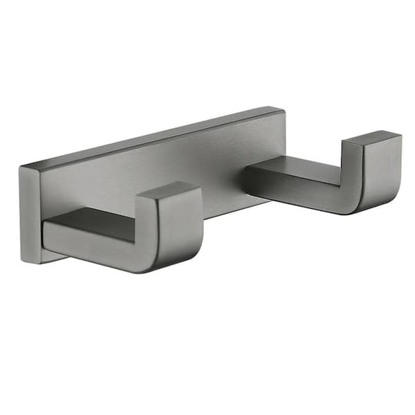 ATKING Stainless Steel J-Hook Double Robe/Towel Hook in Graphite Gray with 2 Post Hooks
