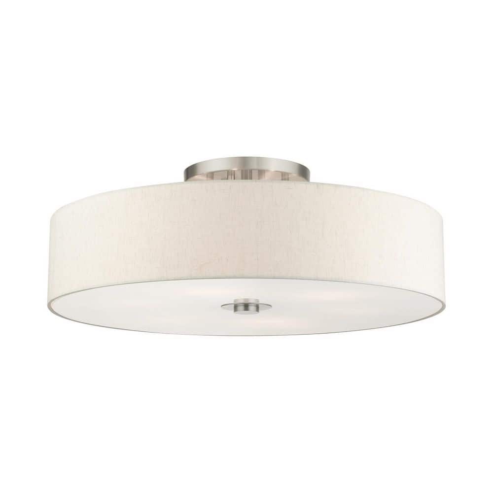 Modern Brushed Nickel 6-Light LED Drum Semi-Flush Mount