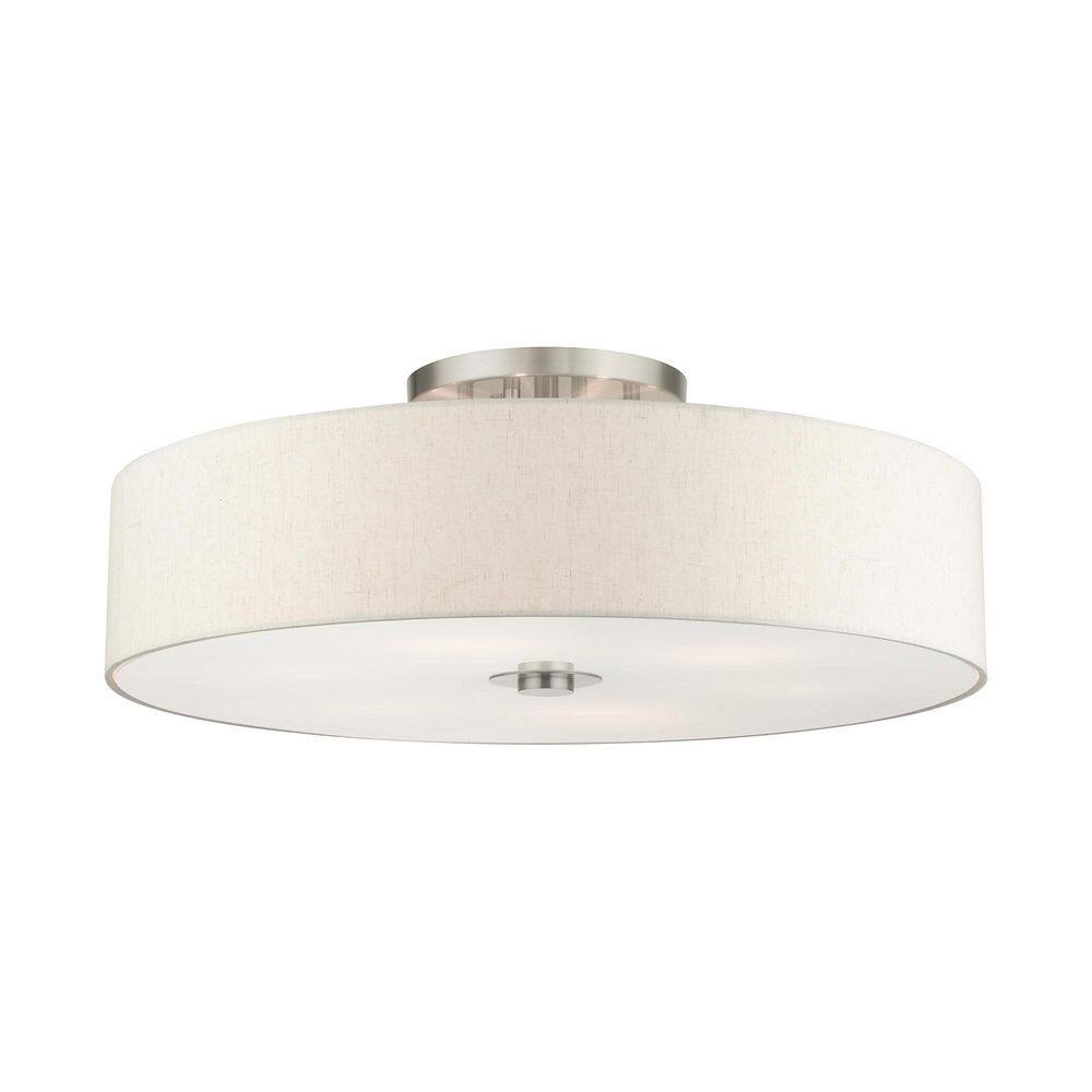 Modern Brushed Nickel 6-Light LED Drum Semi-Flush Mount