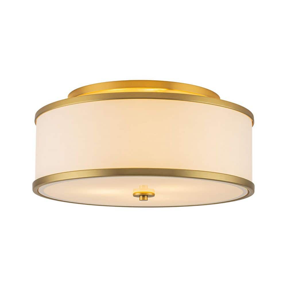 Lunara 20 in. 3-Light Modern Brushed Gold Drum Semi-Flush Mount Ceiling Light with Fabric Shade for Bedroom Hallway price history on PriceWatchPro