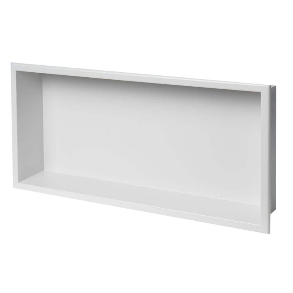 Matte White Stainless Steel 24" Horizontal Shower Shelf Niche