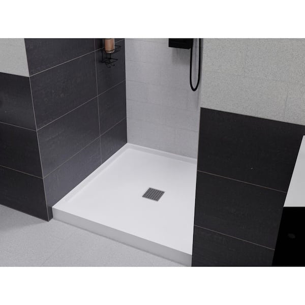 Alexander 36 in. L x 36 in. W Alcove Shower Pan Base with Center Drain in Glossy White Marine Acrylic