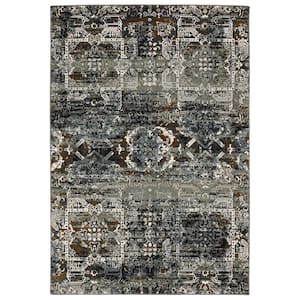 Galleria Charcoal 5 ft. x 8 ft. Oriental Medallion Polyester Indoor Area Rug
