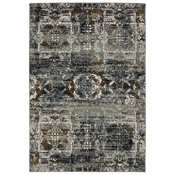 AVERLEY HOME Galleria Charcoal 6 ft. x 9 ft. Oriental Medallion Polyester Indoor Area Rug