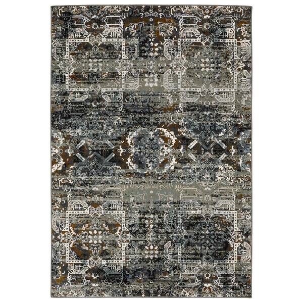 AVERLEY HOME Galleria Charcoal 10 ft. x 13 ft. Oriental Medallion Polyester Indoor Area Rug