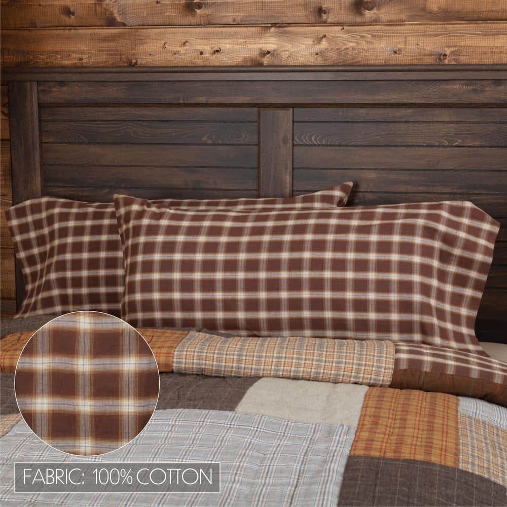 Rory King Plaid Cotton Pillowcase Set in Brown Tones