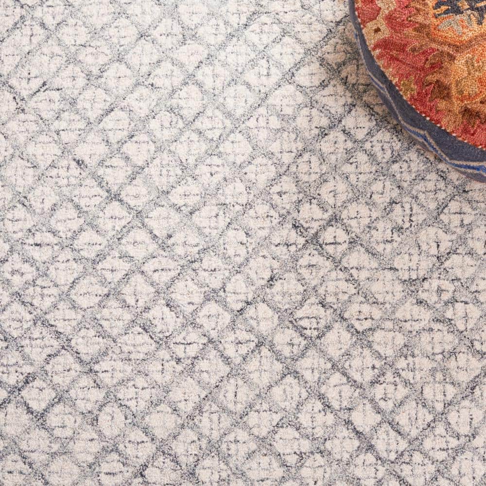 Gray Abstract Handmade Wool Tufted Area Rug
