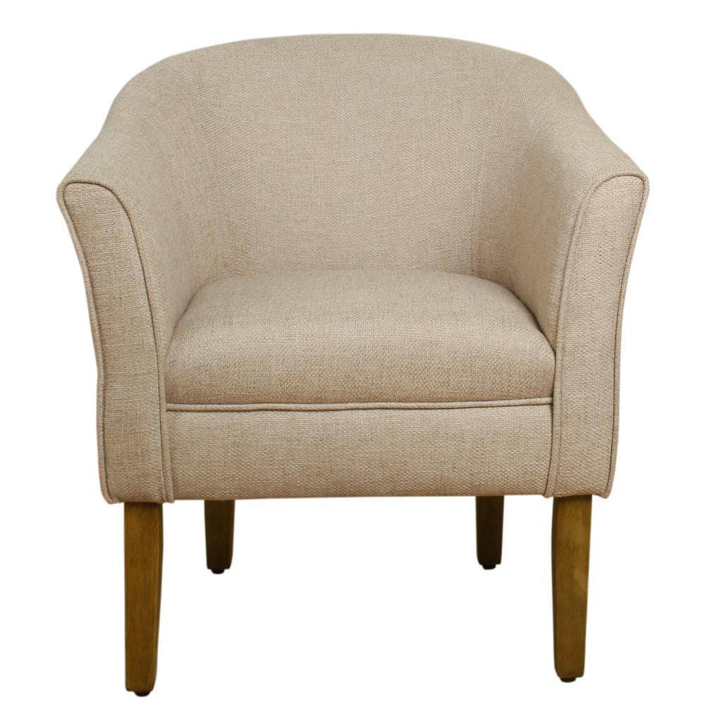 Flax Brown Modern Barrel Wooden Accent Chair