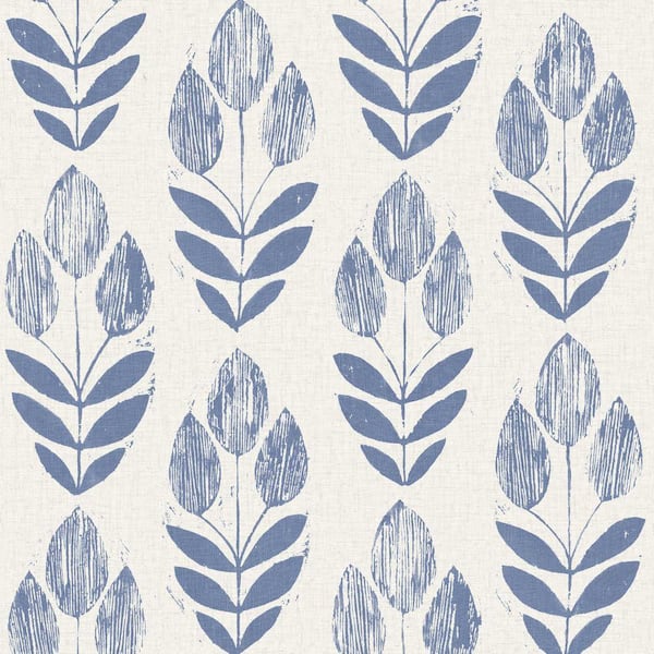 Beacon House Scandinavian Blue Block Tulip Paper Non-Pasted Wallpaper Roll (Covers 56 Sq. Ft.)