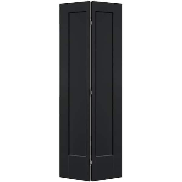 Masonite 30 in. x 80 in. 1-Panel Lincoln Park Hollow Core Jet Black Molded Composite Bi-Fold Door