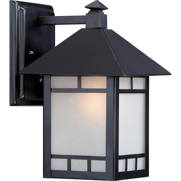 SATCO Drexel Stone Black Outddor Hardwired Wall Lantern Sconce with No Bulbs Included
