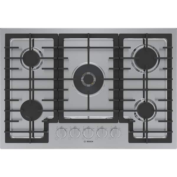 Bosch 800 Series 30 in. Gas Cooktop in Stainless Steel with 5 FlameSelect® Burners including 17,000 BTU Dual-Flame Burner
