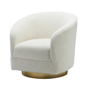 Cadeddu Ivory Polyester Barrel Chair with Swivel (Set of 1)