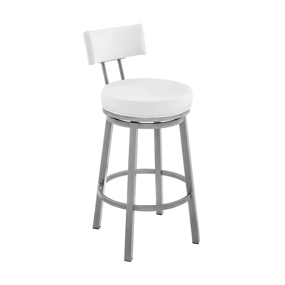 Dalza 26" White Faux Leather Swivel Counter Stool