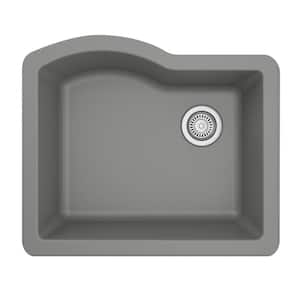 Undermount Quartz Composite 24 in. Single Bowl Kitchen Sink in Grey