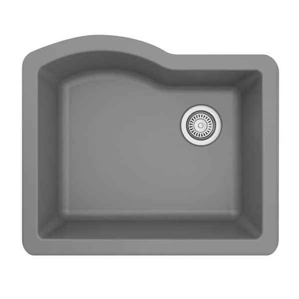 Undermount Quartz/Granite Composite 24 in. Single Bowl Kitchen Sink in Grey