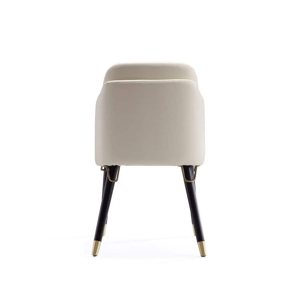 Estelle Cream & Black Faux Leather High-Back Side Chair