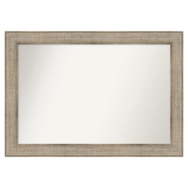 Amanti Art Trellis Silver 44 in. x 31 in. Custom Non-Beveled Wood Framed Bathroom Vanity Wall Mirror