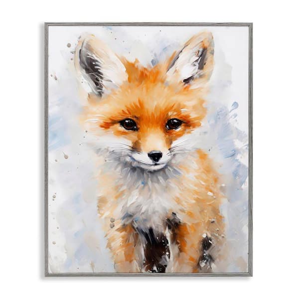 Stupell Industries Woodland Nursery Fox by Franklyn Gregory Gray Framed Animal Giclee Art Print 14 in. x 11 in.