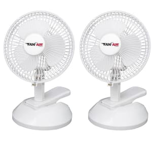 6 in. 2 Speeds Table and Clip Personal Fan in White (2-Pack)